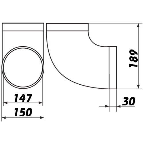 PVC Bogen 90° für Rundrohre 150 mm (323)