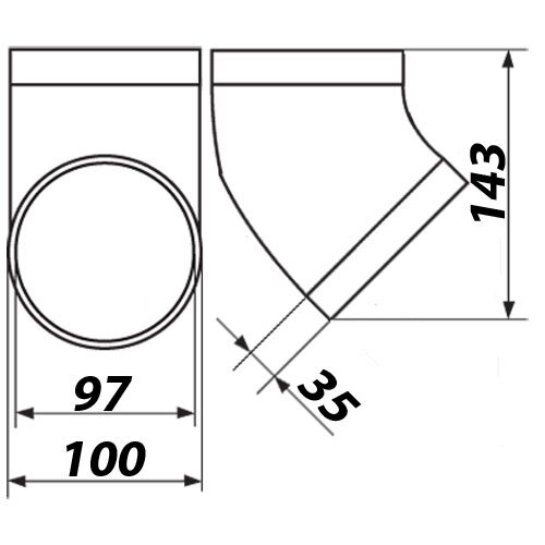 PVC Bogen 45° für Rundrohre 100 mm (491)