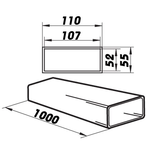 PVC Flachkanal 110x55 mm Länge 1000 mm