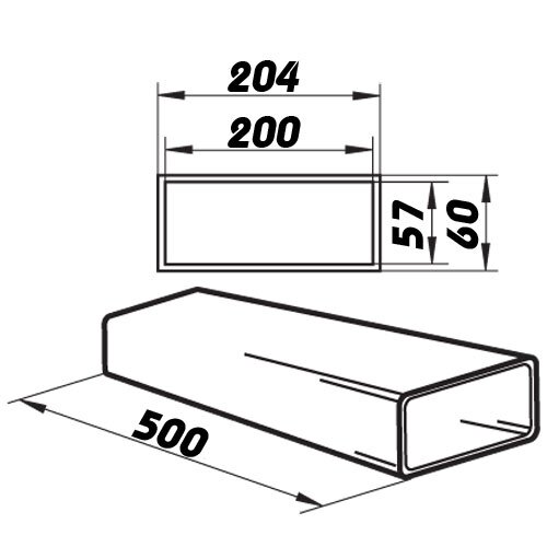 PVC Flachkanal 204x60 mm Länge 500 mm