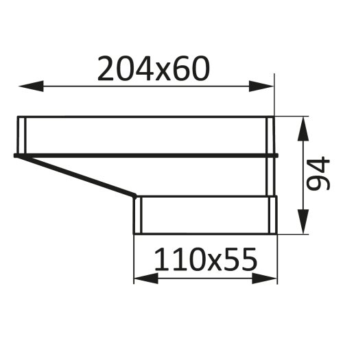 Flachkanal Reduzierstück für 204x60 mm auf 110x55 mm (5181)