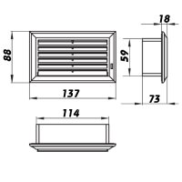 Flachkanal Abschlussgitter 110x55 mm regulierbar (572)