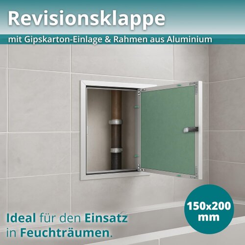 Revisionsklappe GK-Einlage 150x200 mm mit Rahmen aus Aluminium