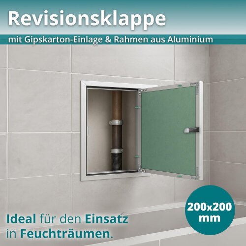 Revisionsklappe GK-Einlage 200x200 mm mit Rahmen aus Aluminium