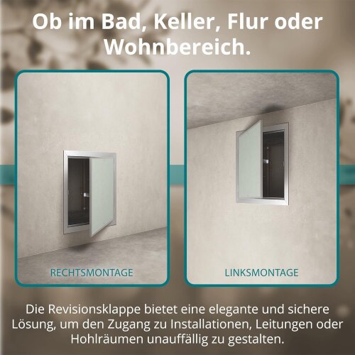 Revisionsklappe GK-Einlage 200x200 mm mit Rahmen aus Aluminium