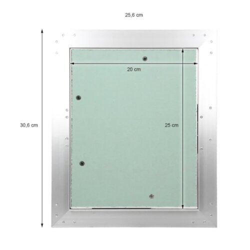 Revisionsklappe GK-Einlage 200x250 mm mit Rahmen aus Aluminium