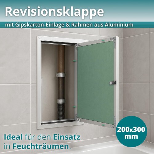 Revisionsklappe GK-Einlage 200x300 mm mit Rahmen aus Aluminium