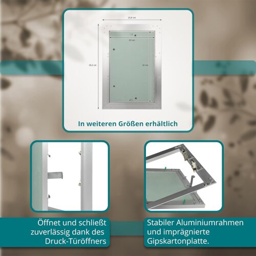 Revisionsklappe GK-Einlage 200x300 mm mit Rahmen aus Aluminium