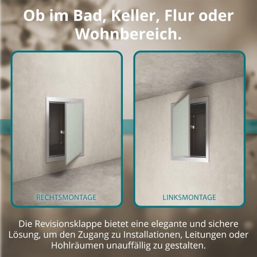 Revisionsklappe GK-Einlage 200x300 mm mit Rahmen aus Aluminium