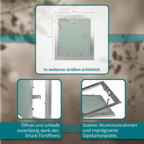 Revisionsklappe GK-Einlage 250x300 mm mit Rahmen aus Aluminium