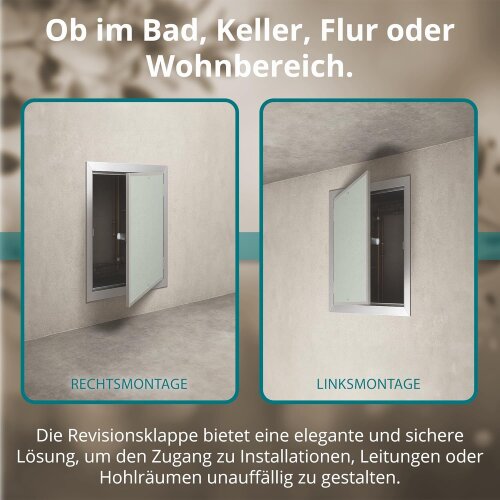 Revisionsklappe GK-Einlage 250x300 mm mit Rahmen aus Aluminium