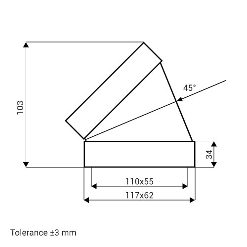 Flachkanal Winkel 45° vertikal 110x55 mm (705)
