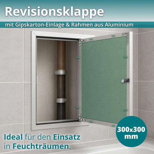 Revisionsklappe GK-Einlage 300x300 mm mit Rahmen aus Aluminium