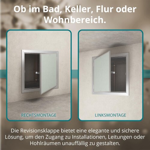 Revisionsklappe GK-Einlage 300x300 mm mit Rahmen aus Aluminium