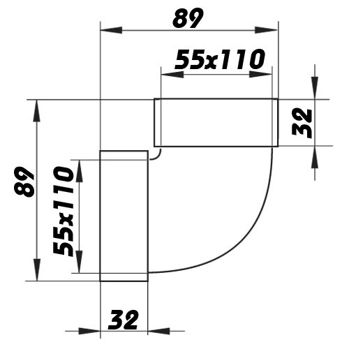 Flachkanal Winkel 90° vertikal 110x55 mm (5252)