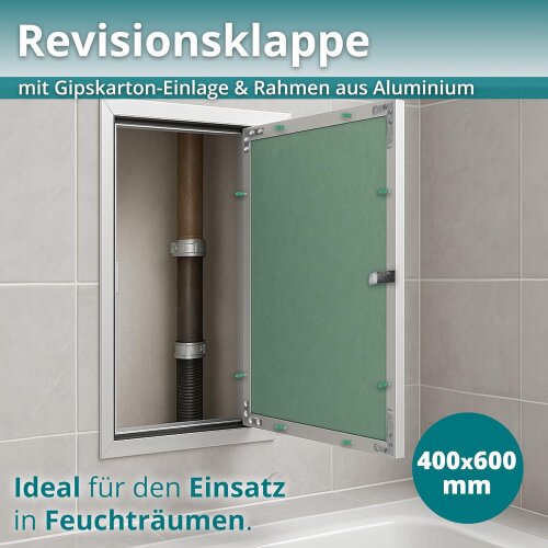 Revisionsklappe GK-Einlage 400x600 mm mit Rahmen aus Aluminium