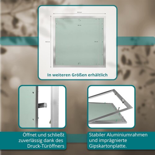 Revisionsklappe GK-Einlage 600x600 mm mit Rahmen aus Aluminium