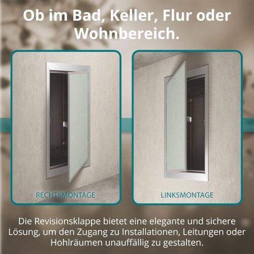 Revisionsklappe GK-Einlage 250x400 mm mit Rahmen aus Aluminium