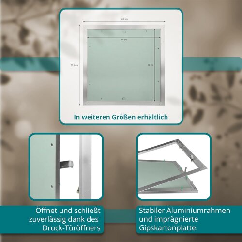 Revisionsklappe GK-Einlage 500x500 mm mit Rahmen aus Aluminium