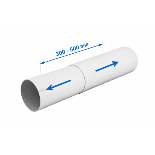 PVC Rundrohr teleskopisch 150 mm Länge 300-500 mm
