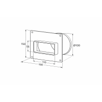 Flachkanal Wandflansch Übergangsstück 110x55 mm...