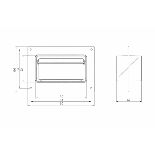 Flachkanal Wandflansch mit Rückschlagklappe 110x55 mm
