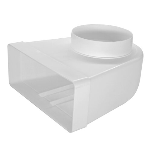 PVC Umlenkstück Rundrohr 125 mm auf Flachkanal 220x90 mm