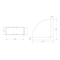 Flachkanal Winkel 90° horizontal 220x90 mm