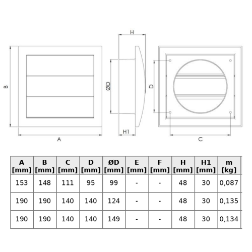Lamellengitter 150x150 mm - 100 mm (anthrazit)