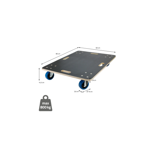Rollbrett Möbelroller 60 x 80 cm aus Multiplex Traglast 800 kg ohne Bremse
