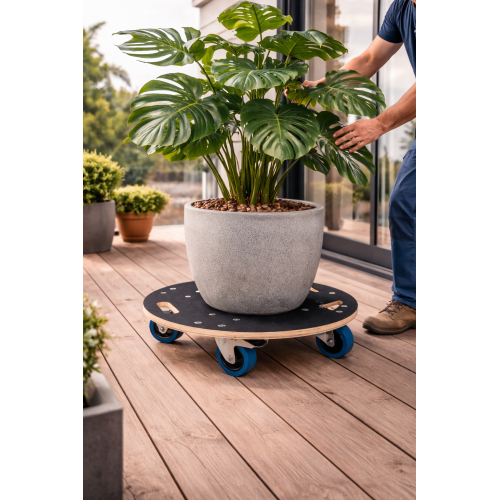 Rollbrett Möbelroller rund Ø 57 cm aus Multiplex mit Feststellbremsen Tragkraft 800 kg