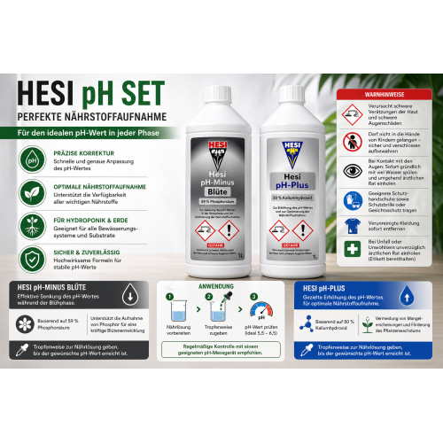 Hesi pH Plus & pH Minus Blüte Set 1L inkl. Pipette & Messbecher