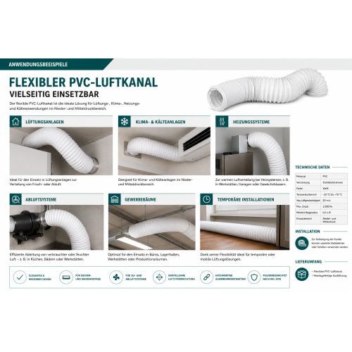 Flexschlauch weiß PVC 150mm / 3m