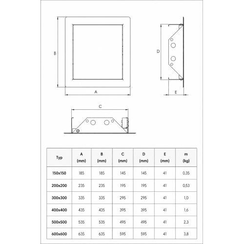 Revisionsklappe Metall 200x200 mm mit Click-Komfort