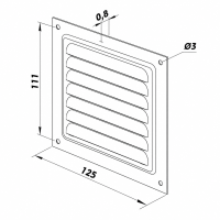Lüftungsgitter Metall 125x125 mm mit Insektenschutz...