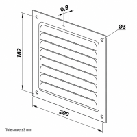 Lüftungsgitter Metall 200x200 mm mit Insektenschutz...