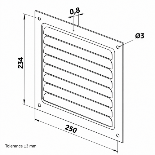Lüftungsgitter Metall 250x250 mm mit Insektenschutz weiß