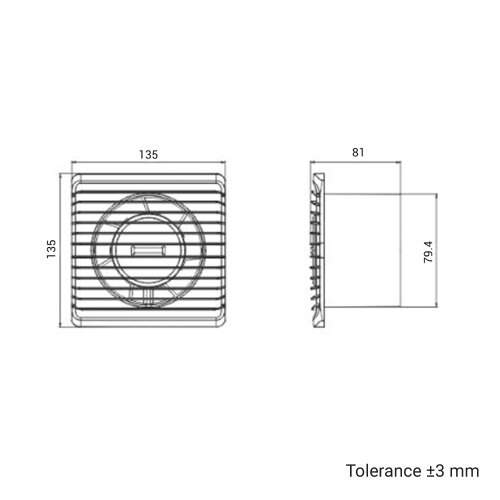 Badventilator 80 mm - 86 m3/h PLANET ENERGY 80S